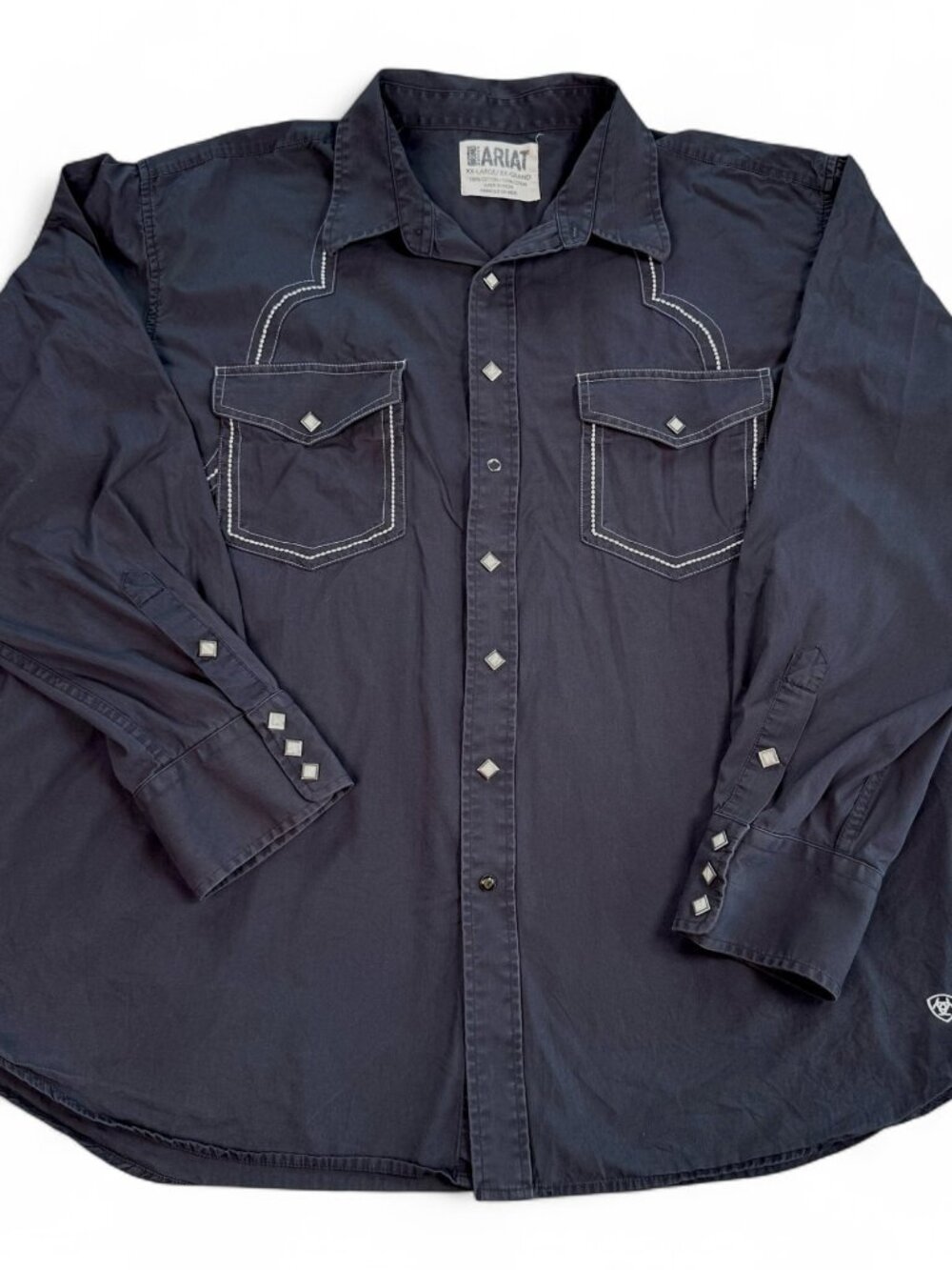 Ariat Western Snap Shirt Men's 2XL Gray Cotton Pearl Snap Studs
